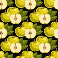 Fresh Green Apples on Black tapet