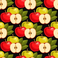 Fresh Red and Green Apples on Black tapet