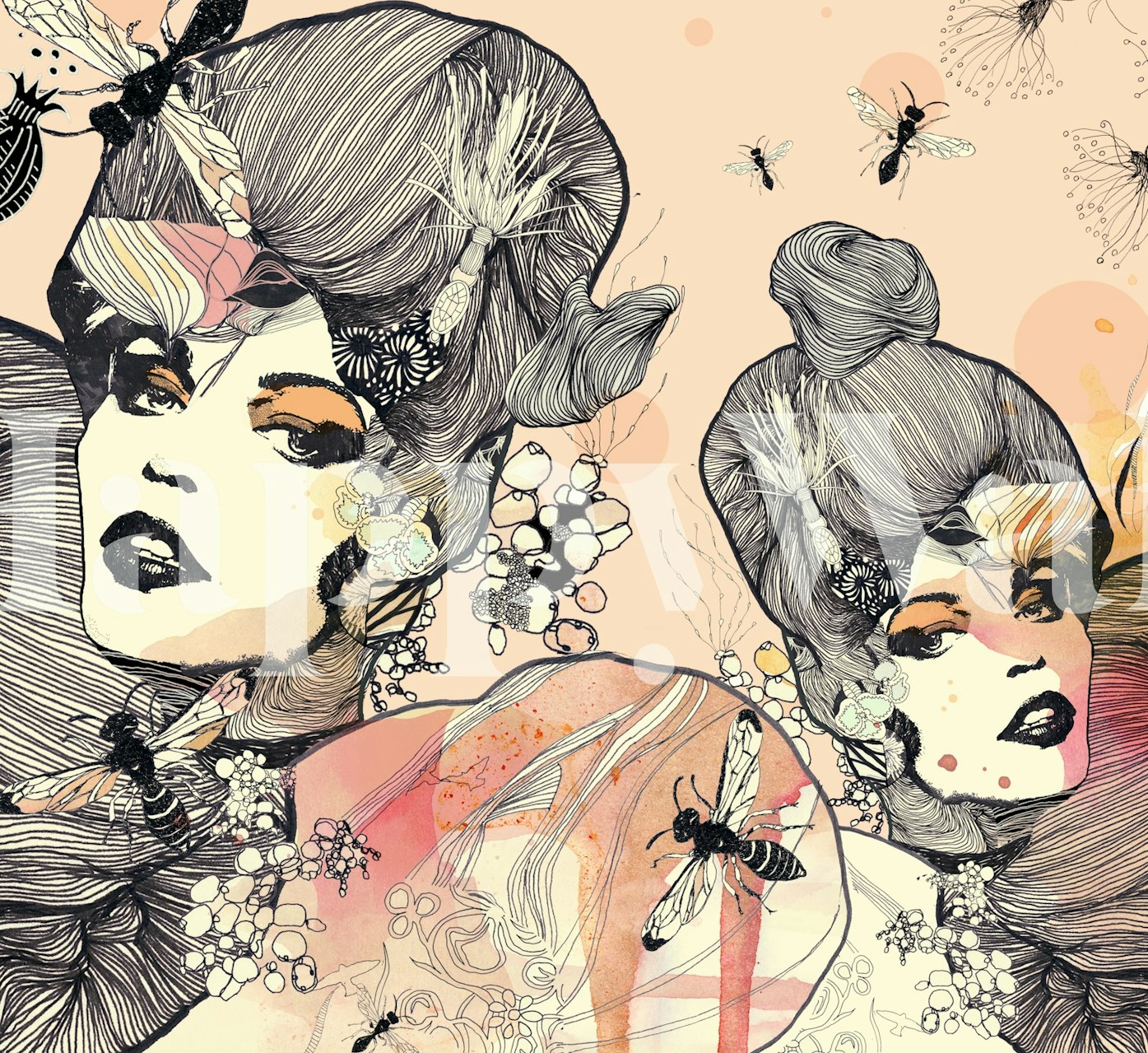 Wasps tapet i ett stilrent rum