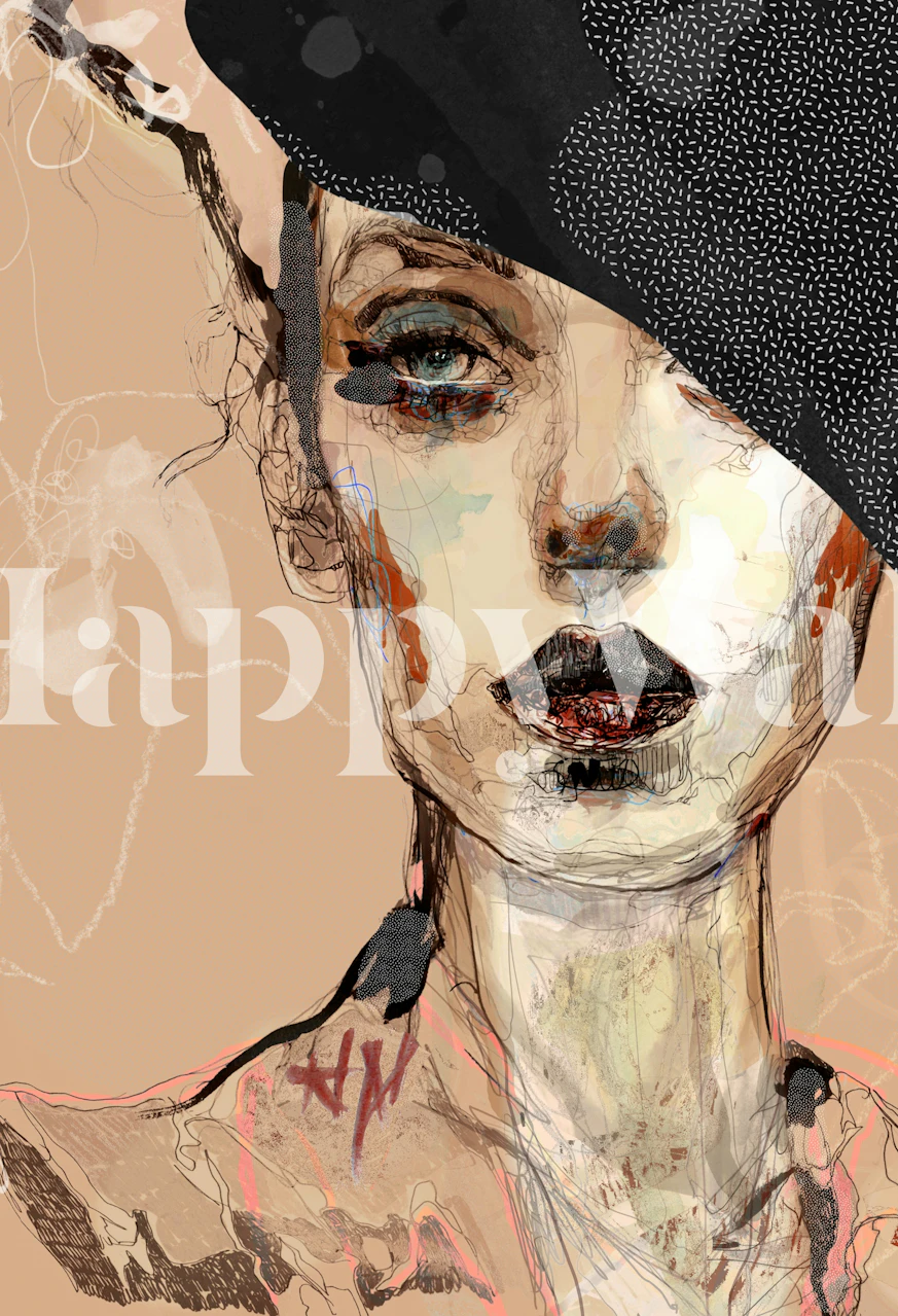 Papel de parede com tema de moda em um cômodo