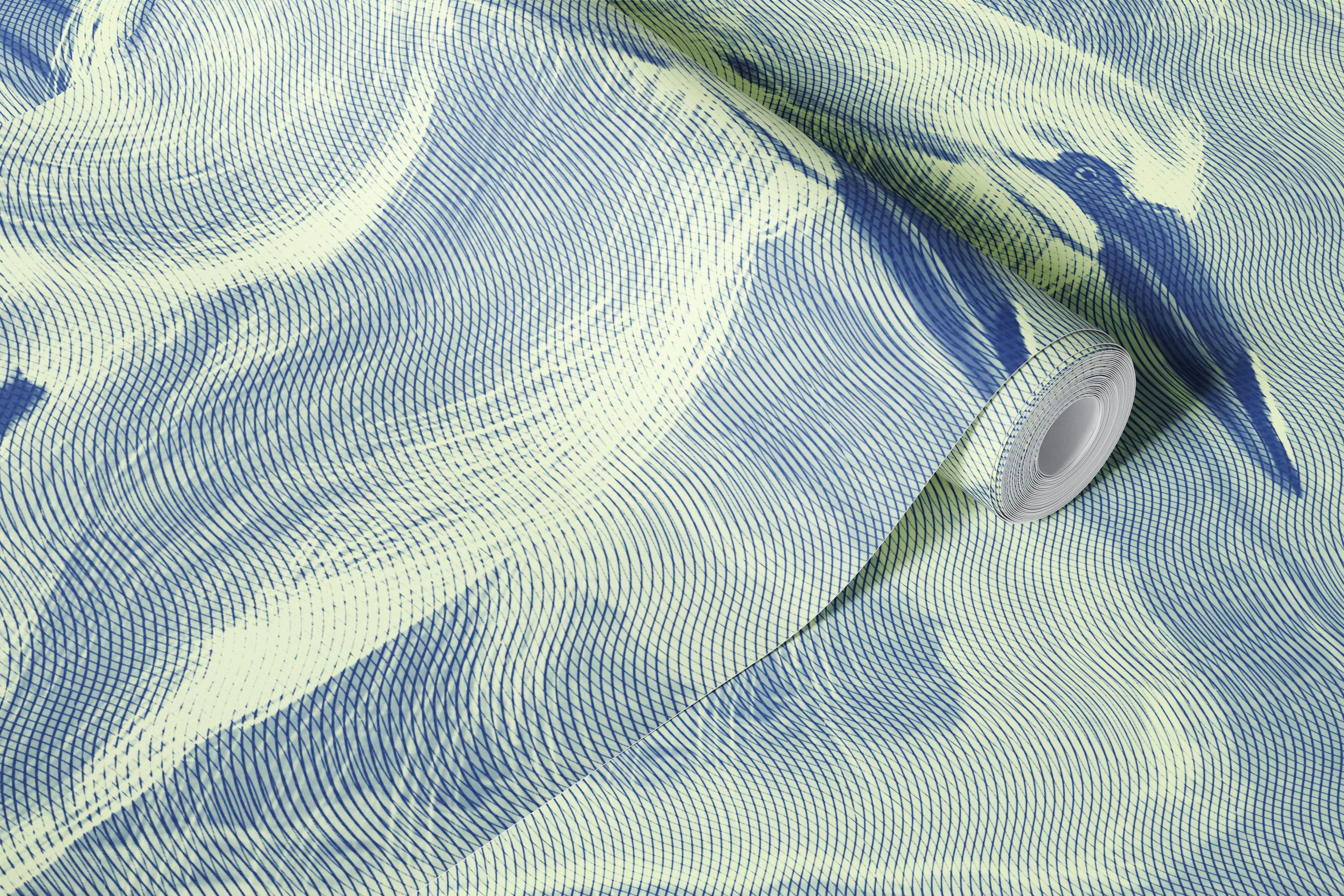 Lagoon Birds Texured Tapete in einem Raum