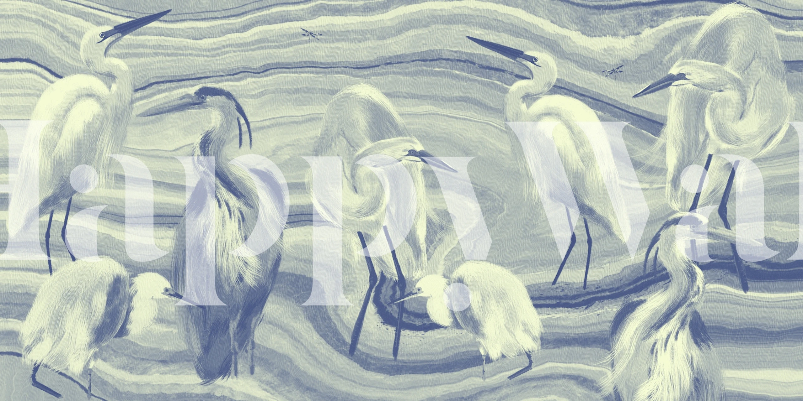 Lagoon Birds Texured wallpaper in a room