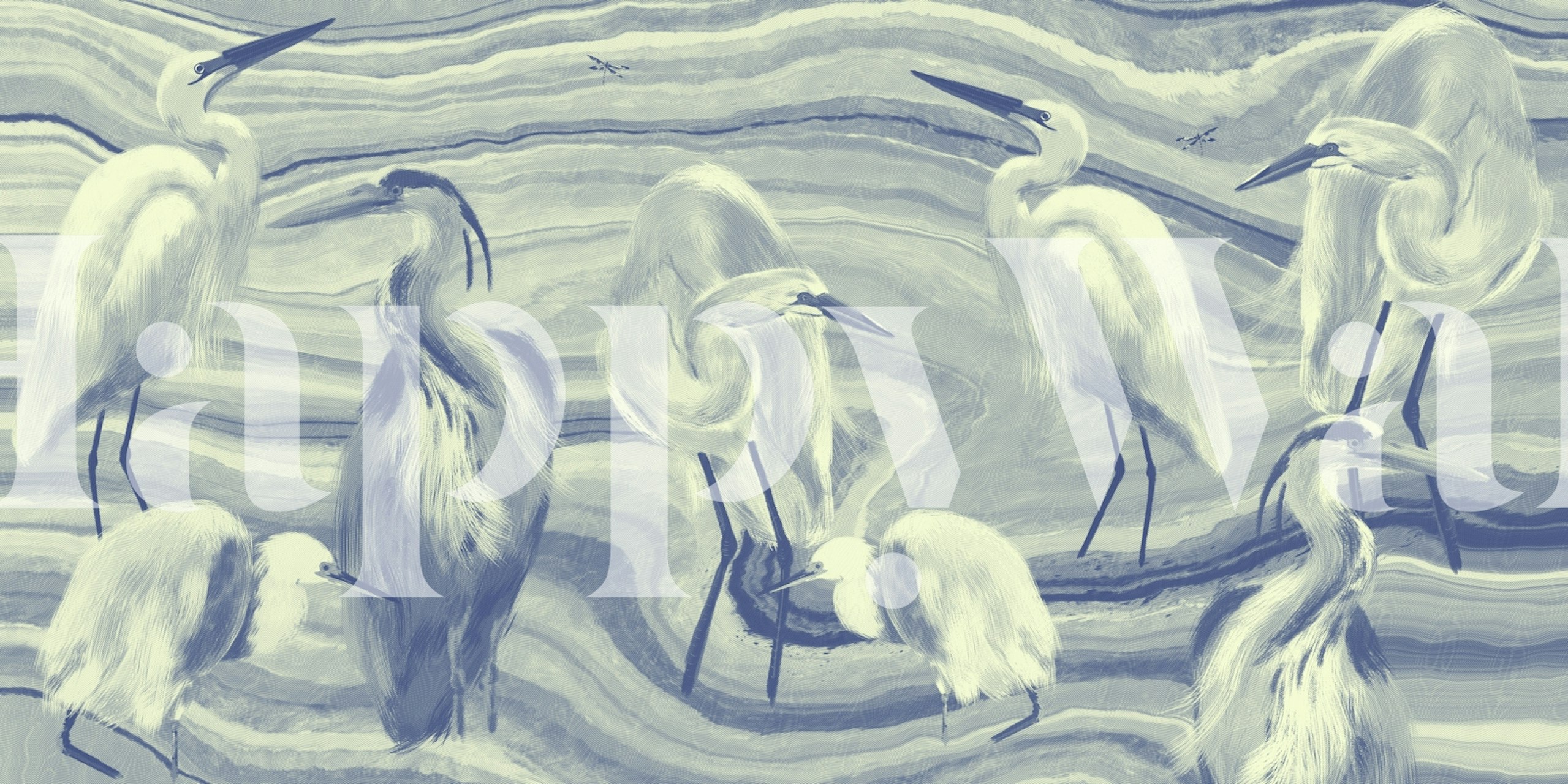 Lagoon Birds Texured wallpaper in a room