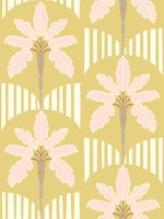 Blush Palm Trees on Mustard wallpaper