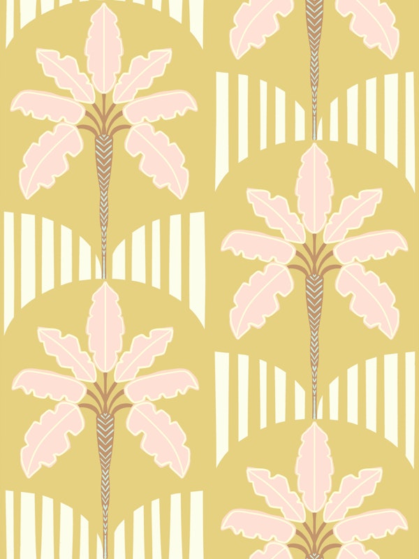 Blush Palm Trees on Mustard