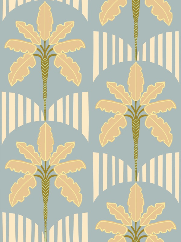 Tropical Palm Deco Blues