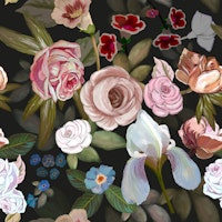 Moody Floral Bouquet on Black tapete