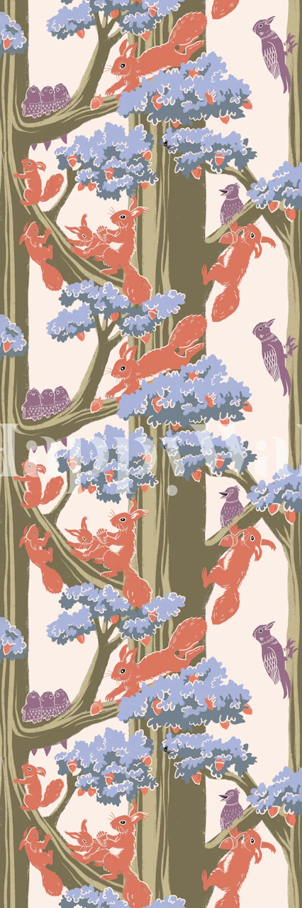 Storybook Forest Critters wallpaper in a room