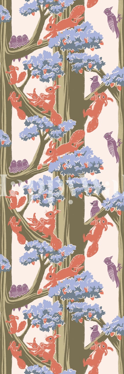 Storybook Forest Critters tapet i et rum