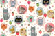Furry cats portraits sweet strawberries Small