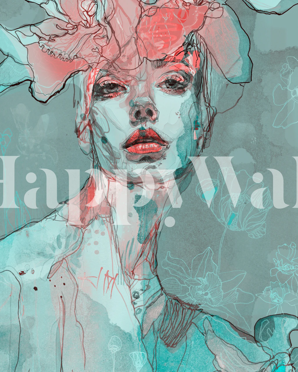 Orchid wallpaper in a stylish room