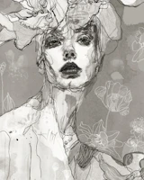 Monochrome Floral Portrait wallpaper