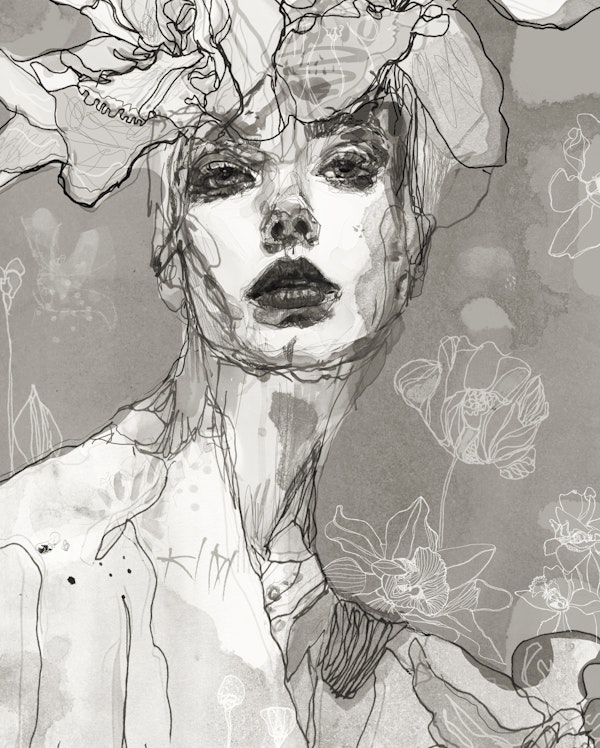 Monochrome Floral Portrait