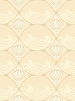 Coastal Art Deco Shells and Waves wallpaper