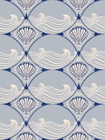 Nautical Waves and Shells Blue papiers peint