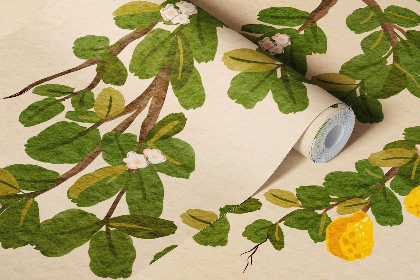 Mediterranean Lemon Branch wallpaper roll