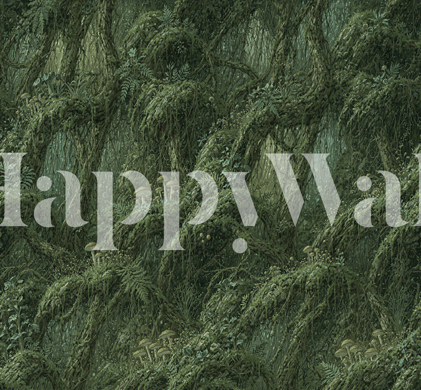 Enchanted Moss Forest Canopy wallpaper in a room