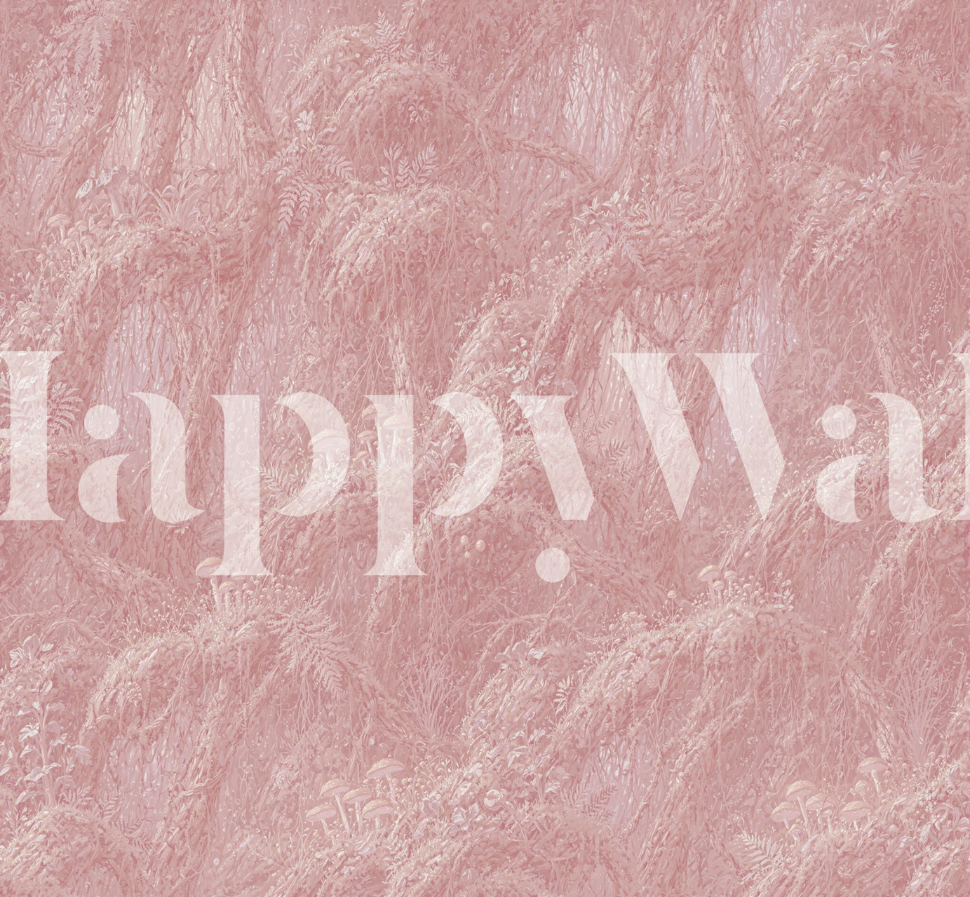 Misty Blush Jungle Foliage tapetas kambaryje