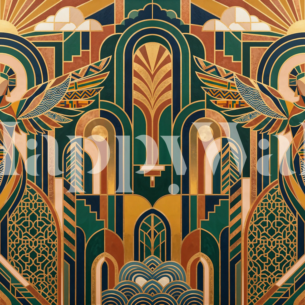 Art Deco Phoenix Palace tapéta egy szobában