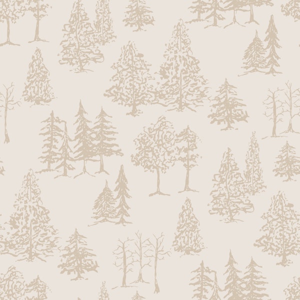 Beige Woodland Tree Sketch