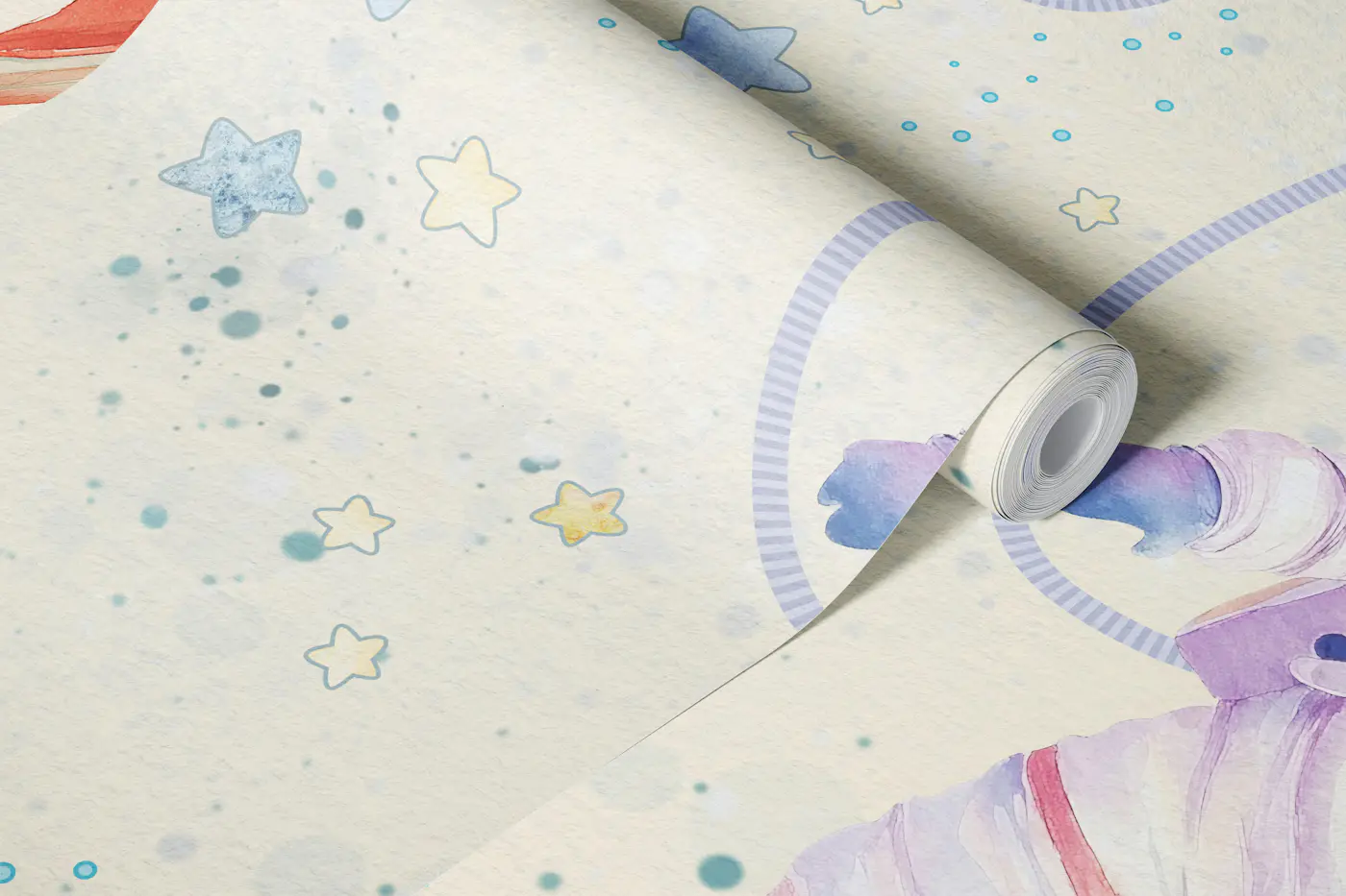 Dreamy Space Adventure Ivory wallpaper roll