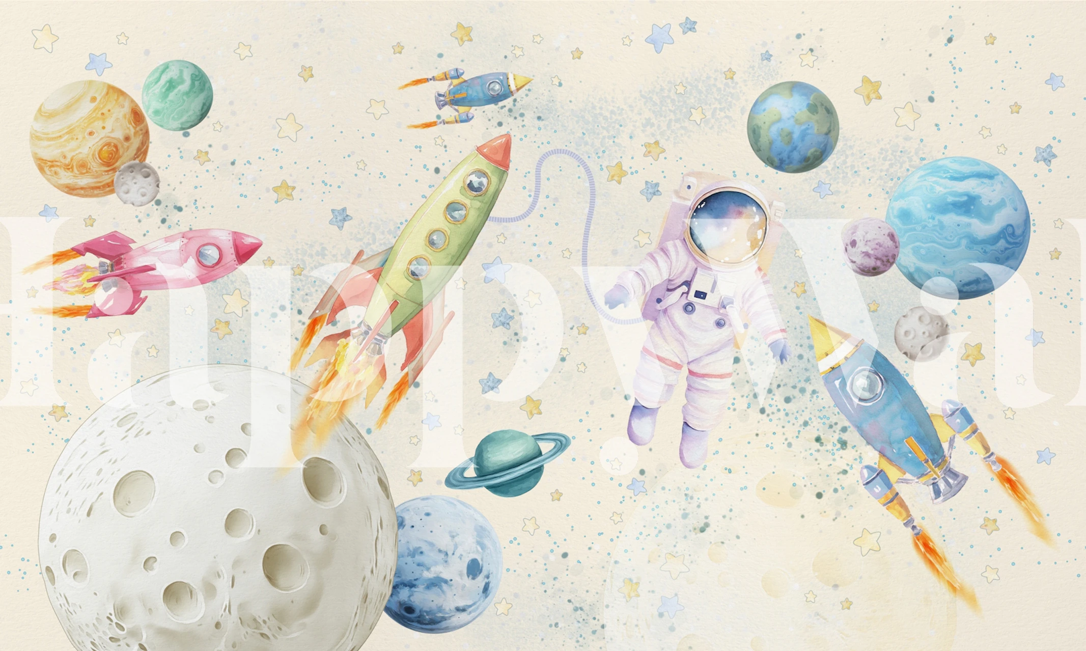 Dreamy Adventure Ivory behang in een kamer