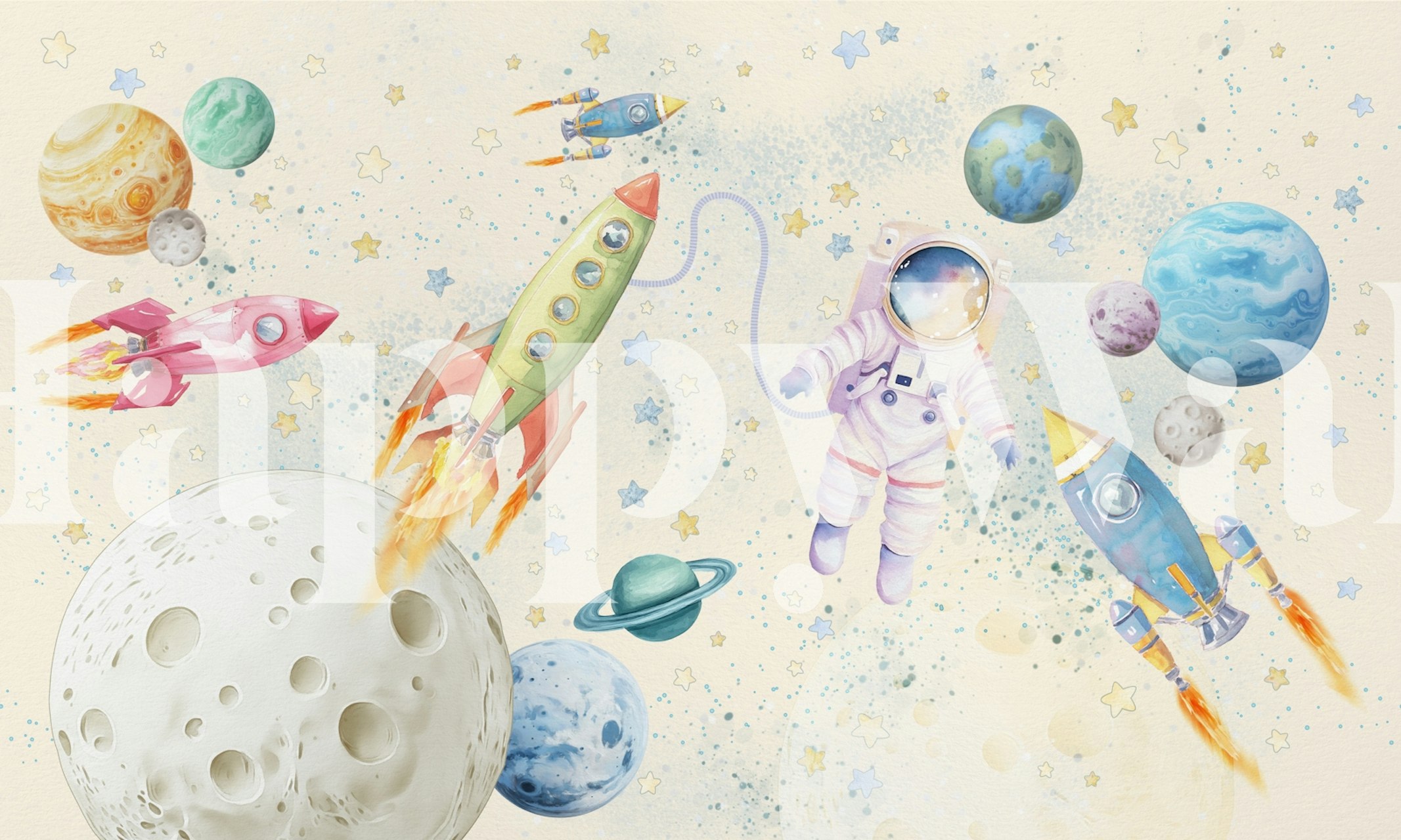 Dreamy Adventure Ivory wallpaper in a room