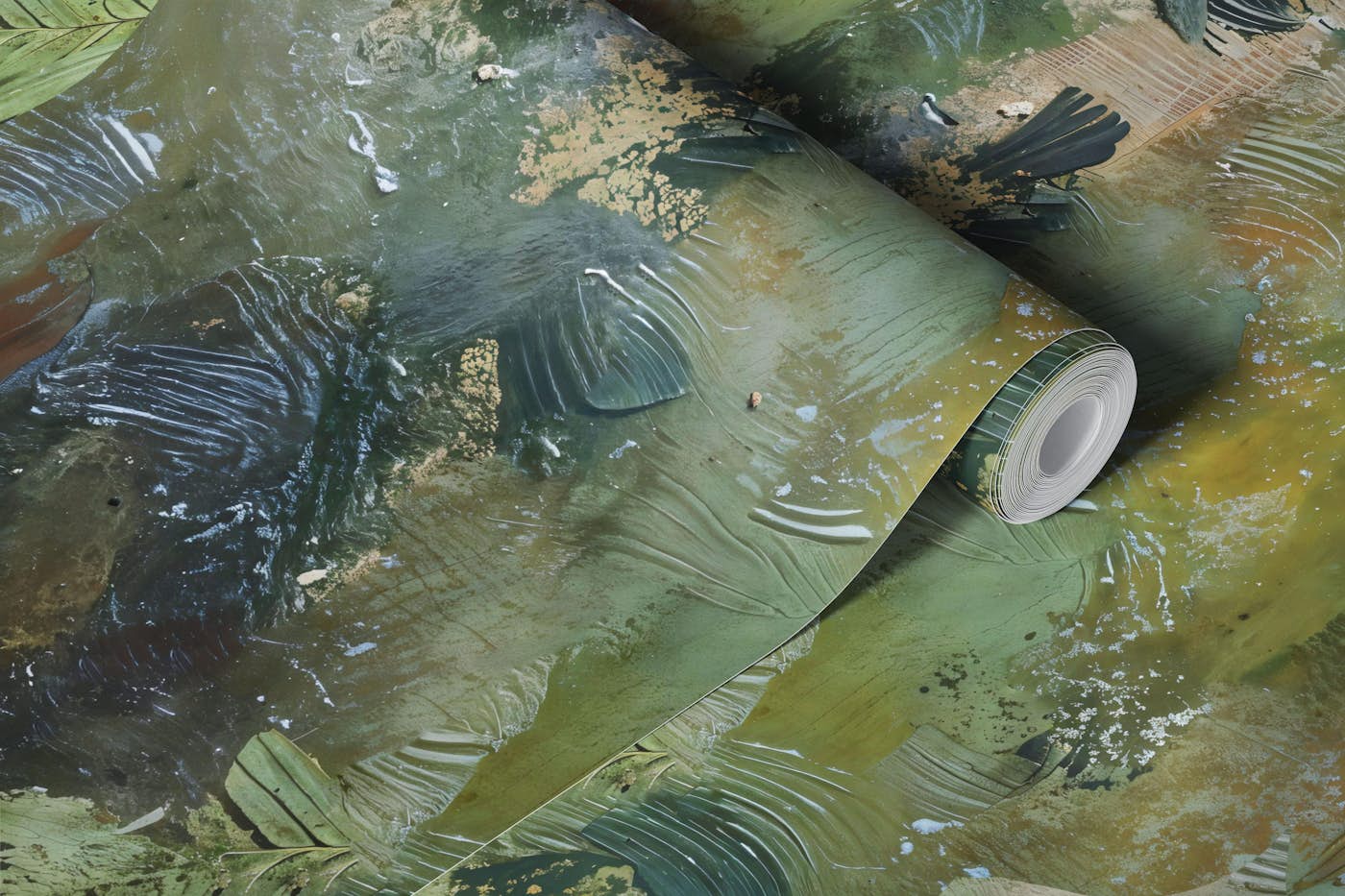 Mossy Forest Oasis Brushstrokes wallpaper roll