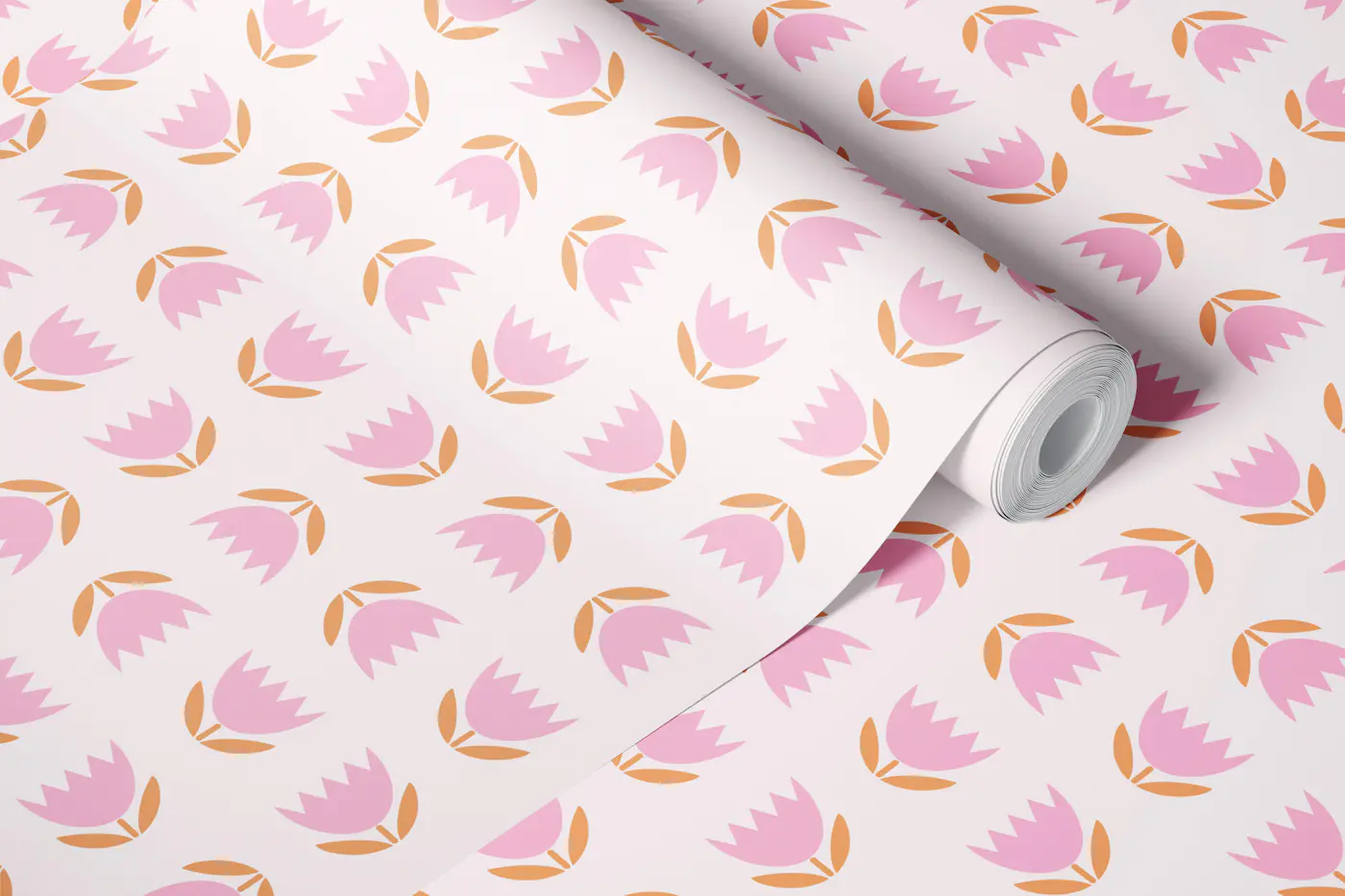 Minimal Scandi Tulip Warm Tones wallpaper roll