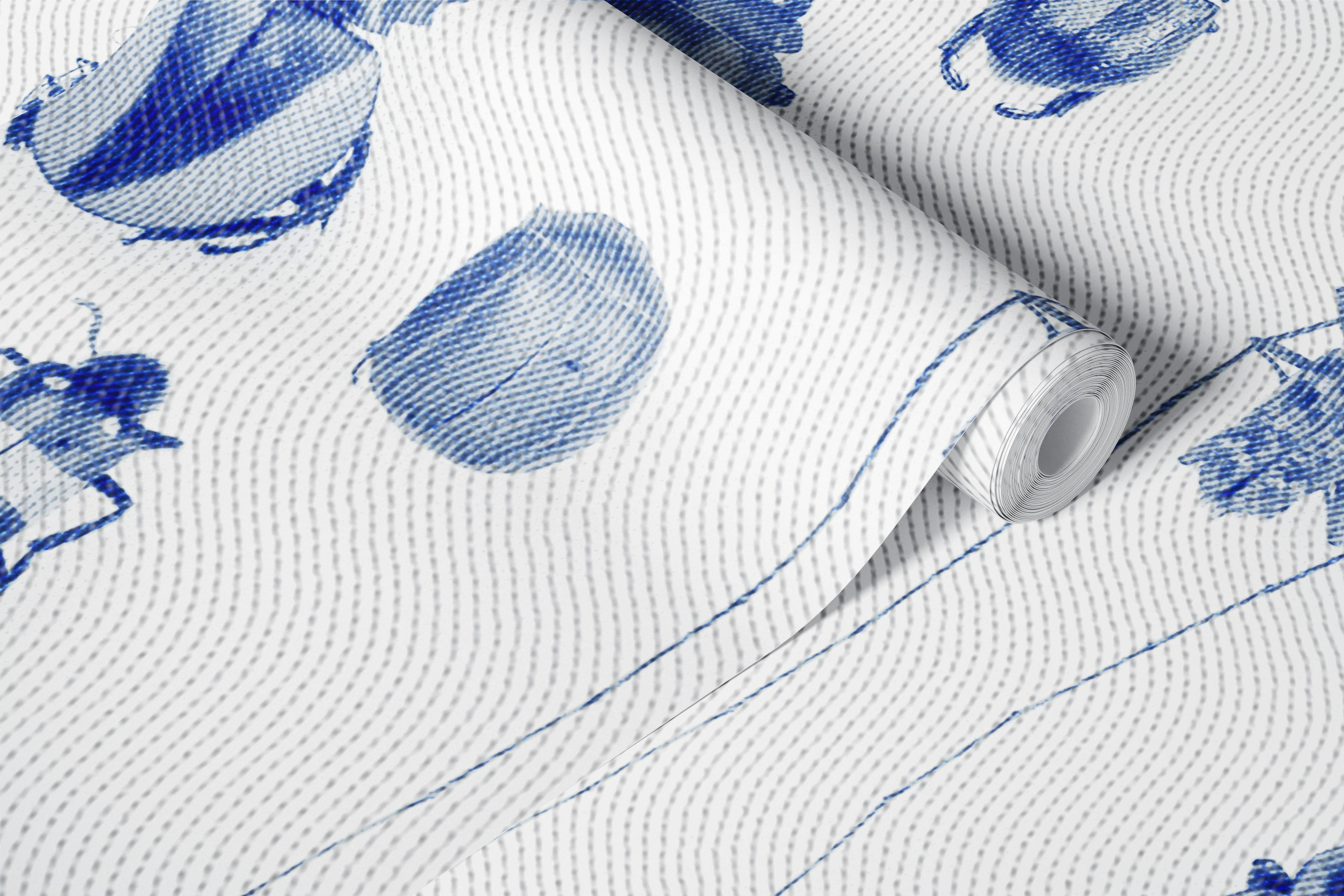 Bugs in Blue wallpaper in a room setting