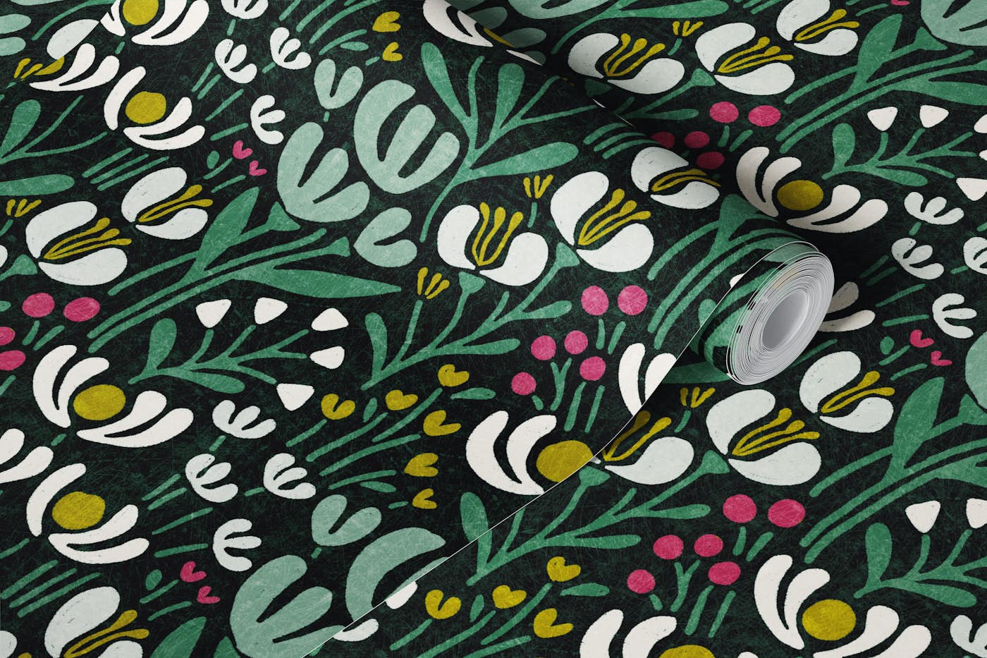 Lainey - dark green wallpaper roll