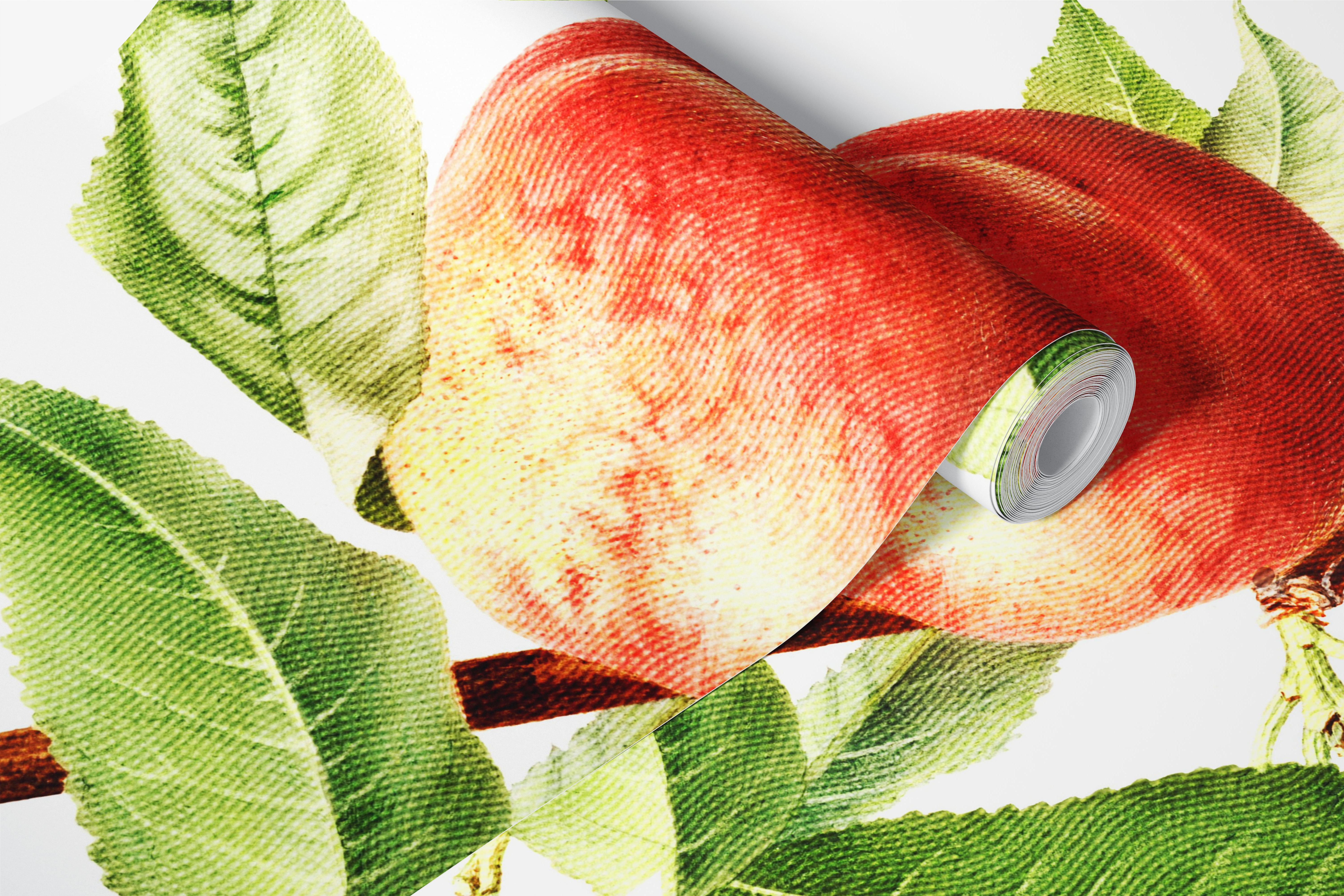 Design tapet cu ilustrație botanică de piersică