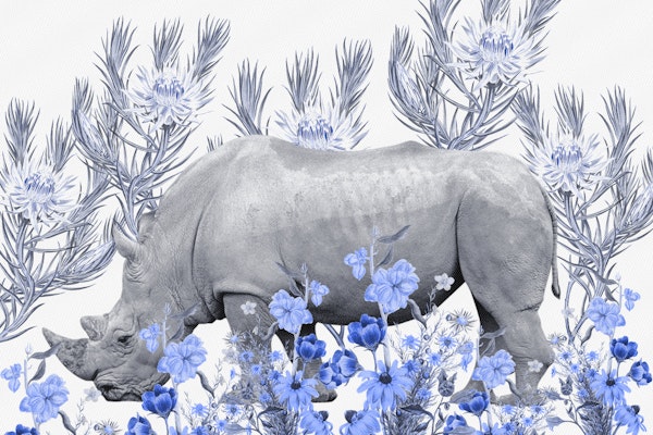 Rhino in Wild Flowers