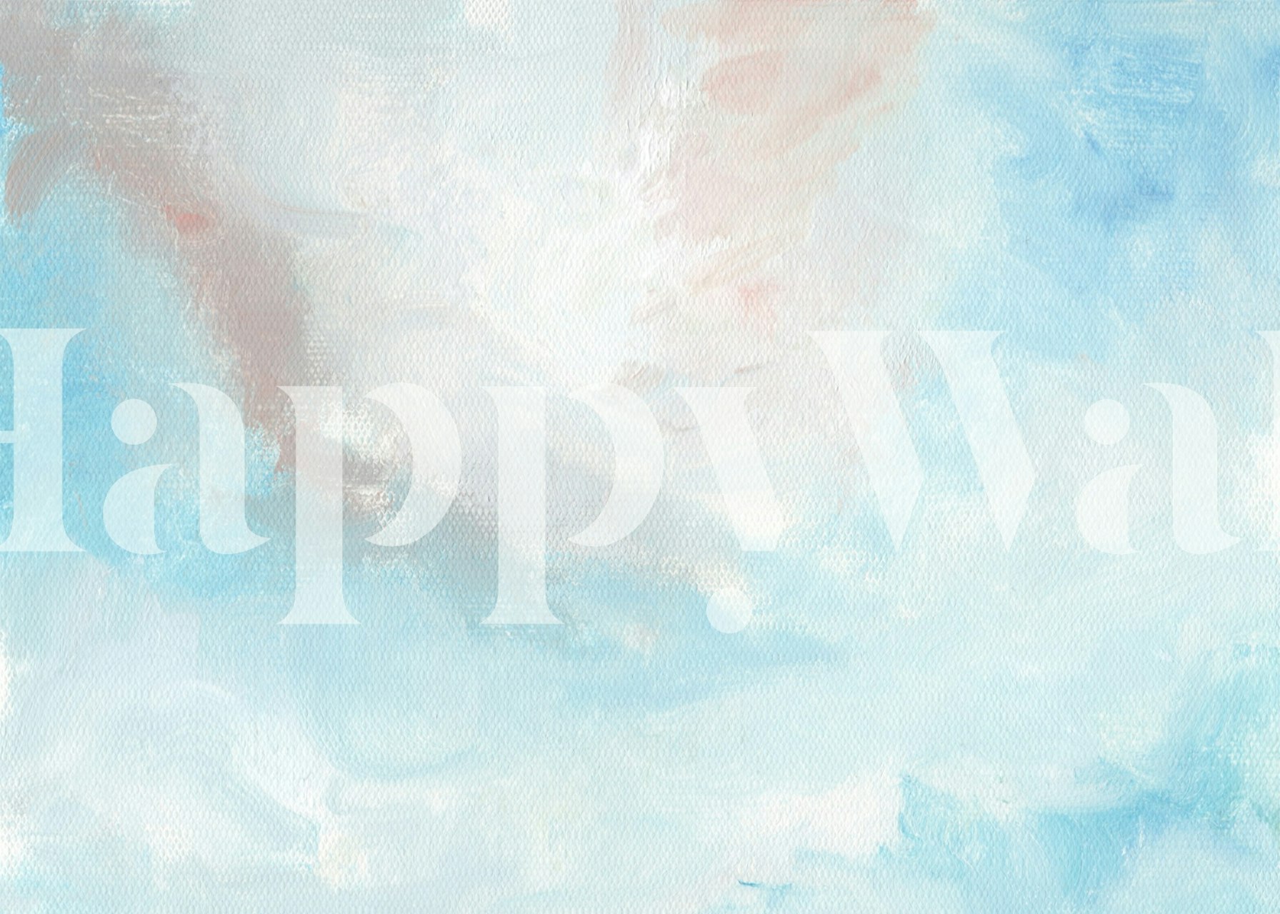 Pastel cloudscape wallpaper in a room setting