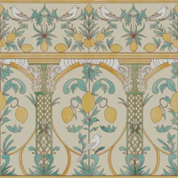 Vintage Lemon Garden Birds wallpaper