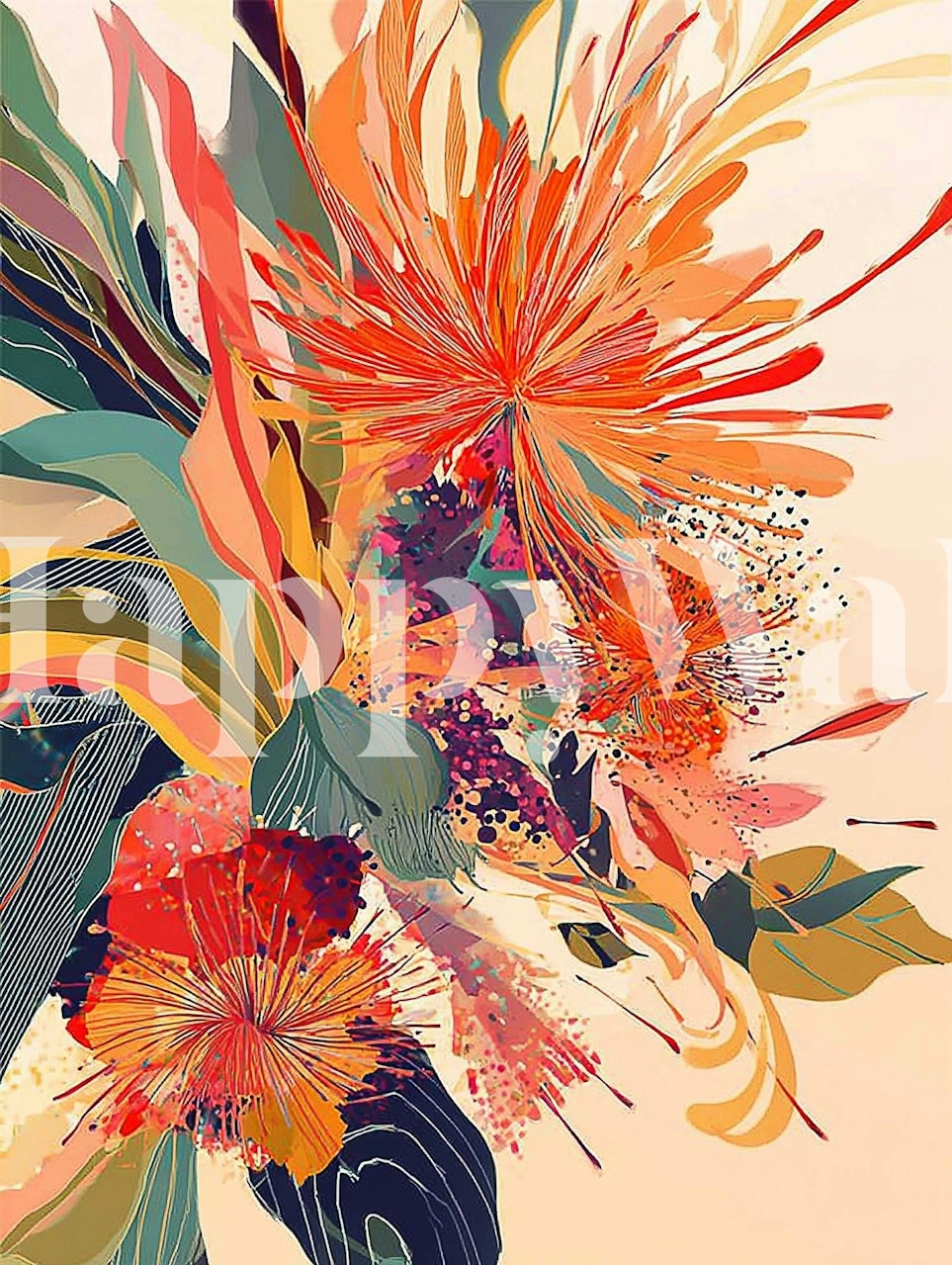 Vibrant floral Celebration wallpaper in a room