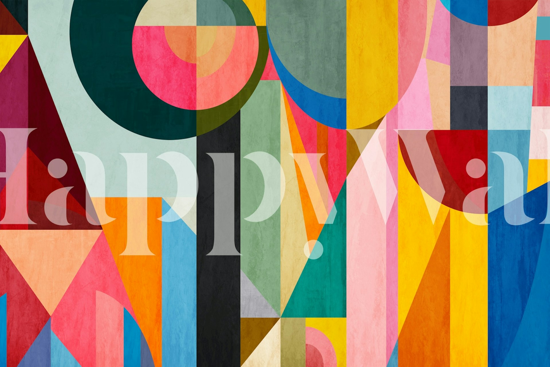 Živá tapeta s bauhausovou geometrií v místnosti