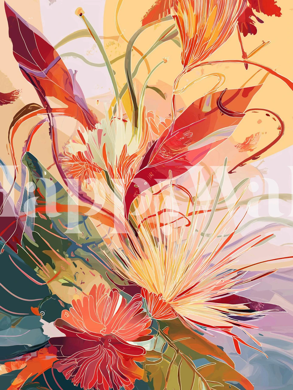 Warm Botanicals wallpaper in a room setting