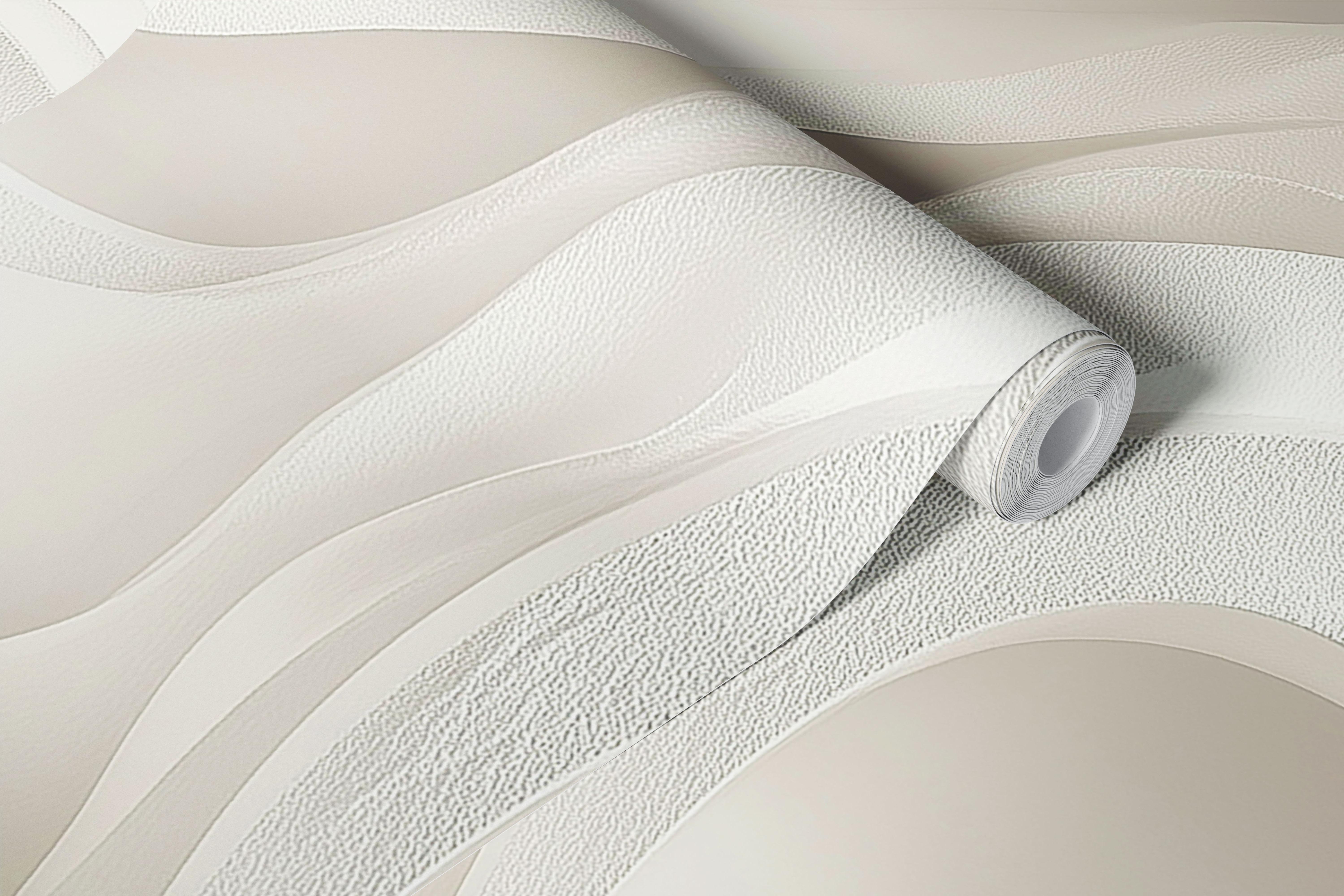 Neutral wave wallpaper in a modern room