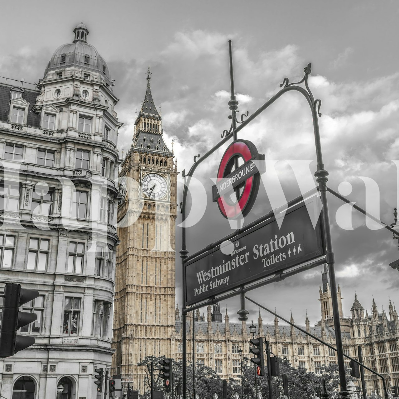 Tapeta Big Ben and Underground Sign w pokoju