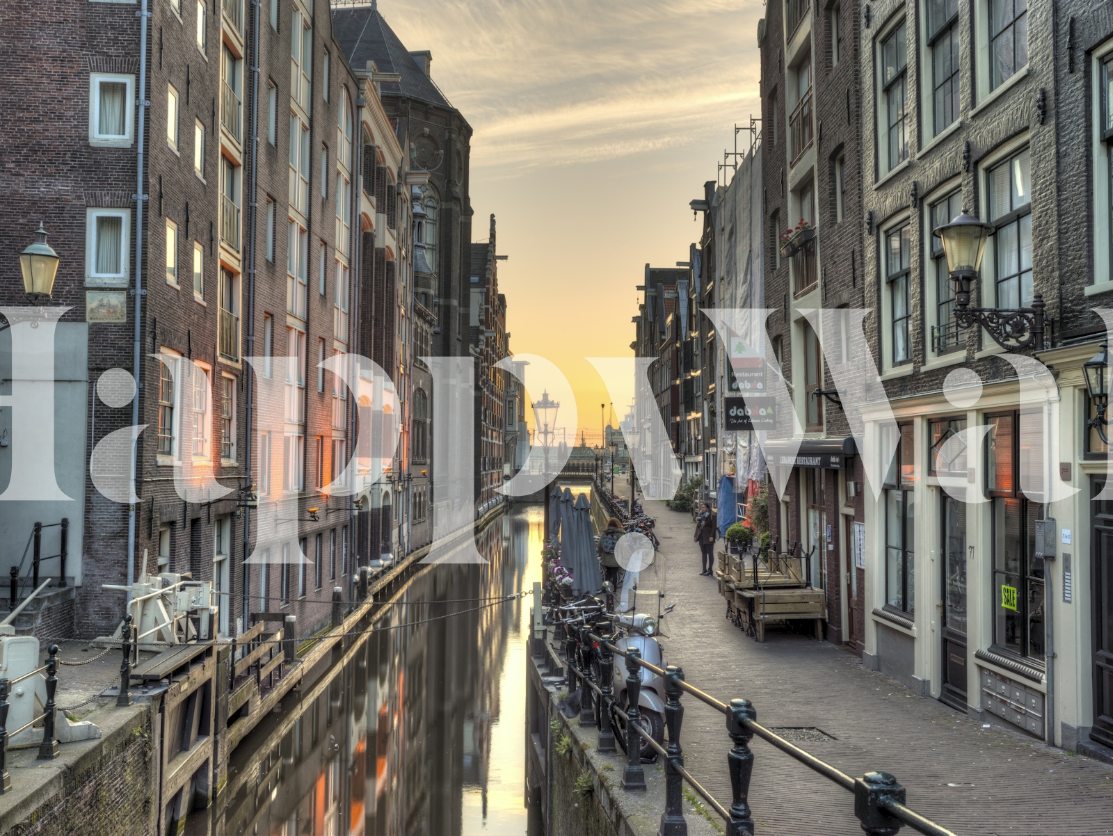 Dutch Canal Houses at Dusk Wallpaper