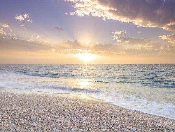 Soft Sunset Light on Shoreline