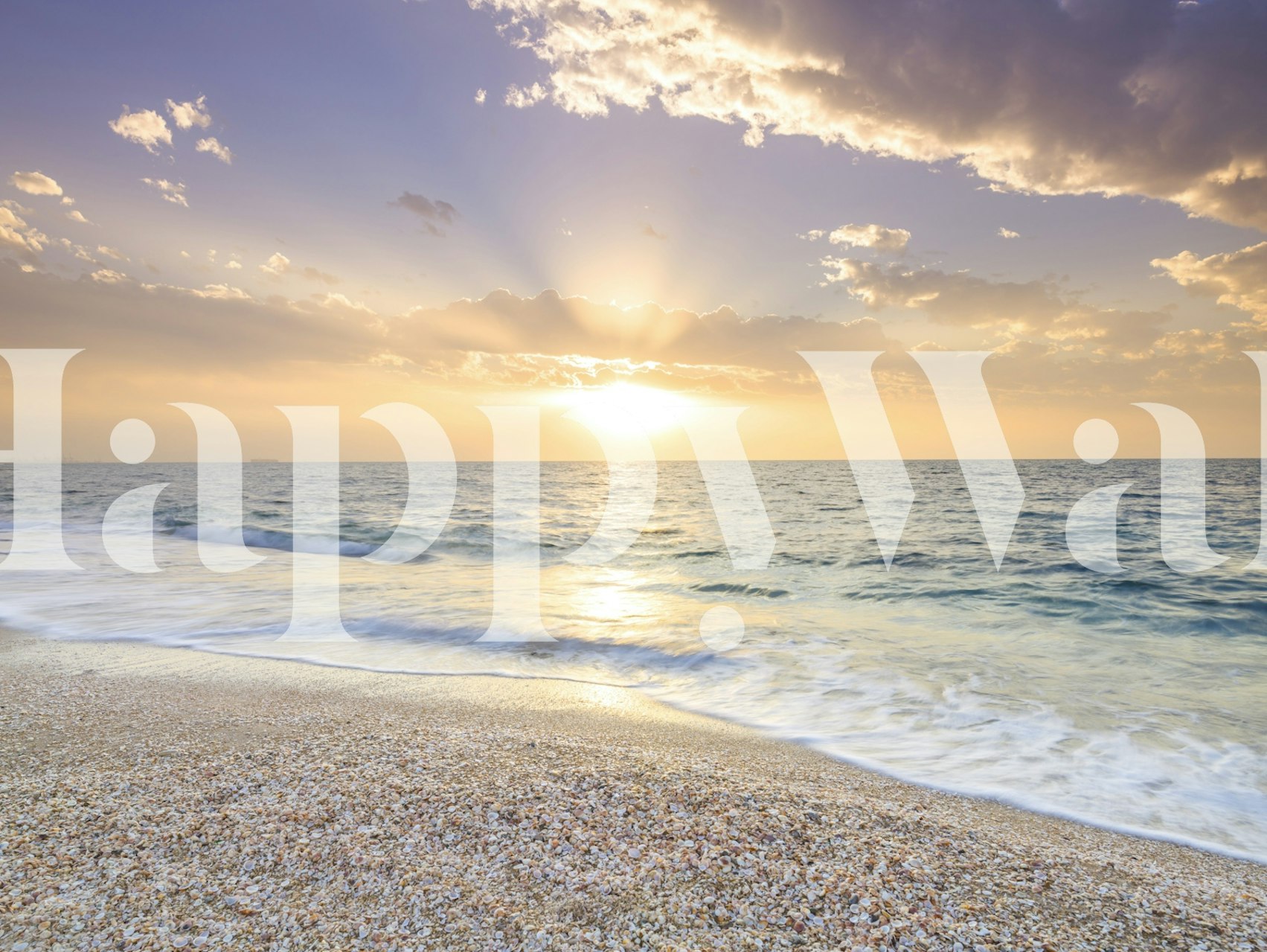 Soft sunset wallpaper featuring a shoreline