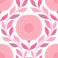 Pastel pink folk flower repeat wallpaper