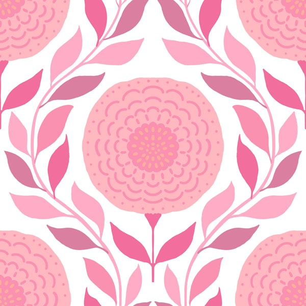 Pastel pink folk flower repeat