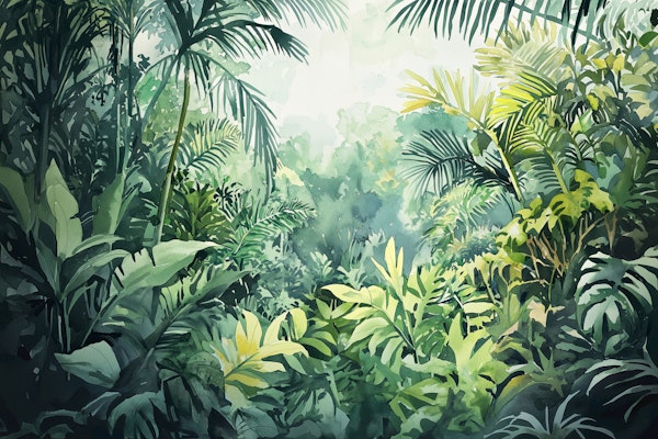 Lush Jungle Leaves In Soft Light