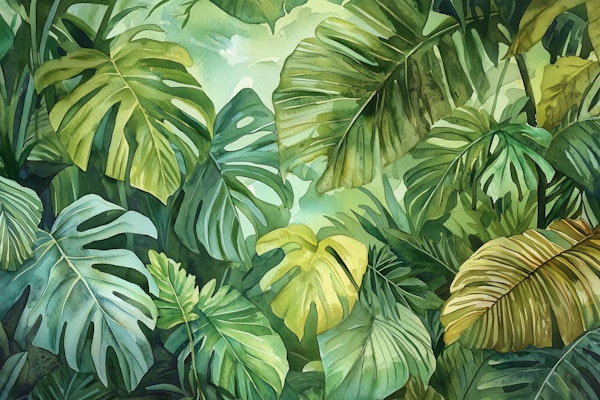 Tropical Rainforest Leaves Green