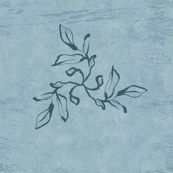 Japandi Calligraphy Leaves - Soft Teal