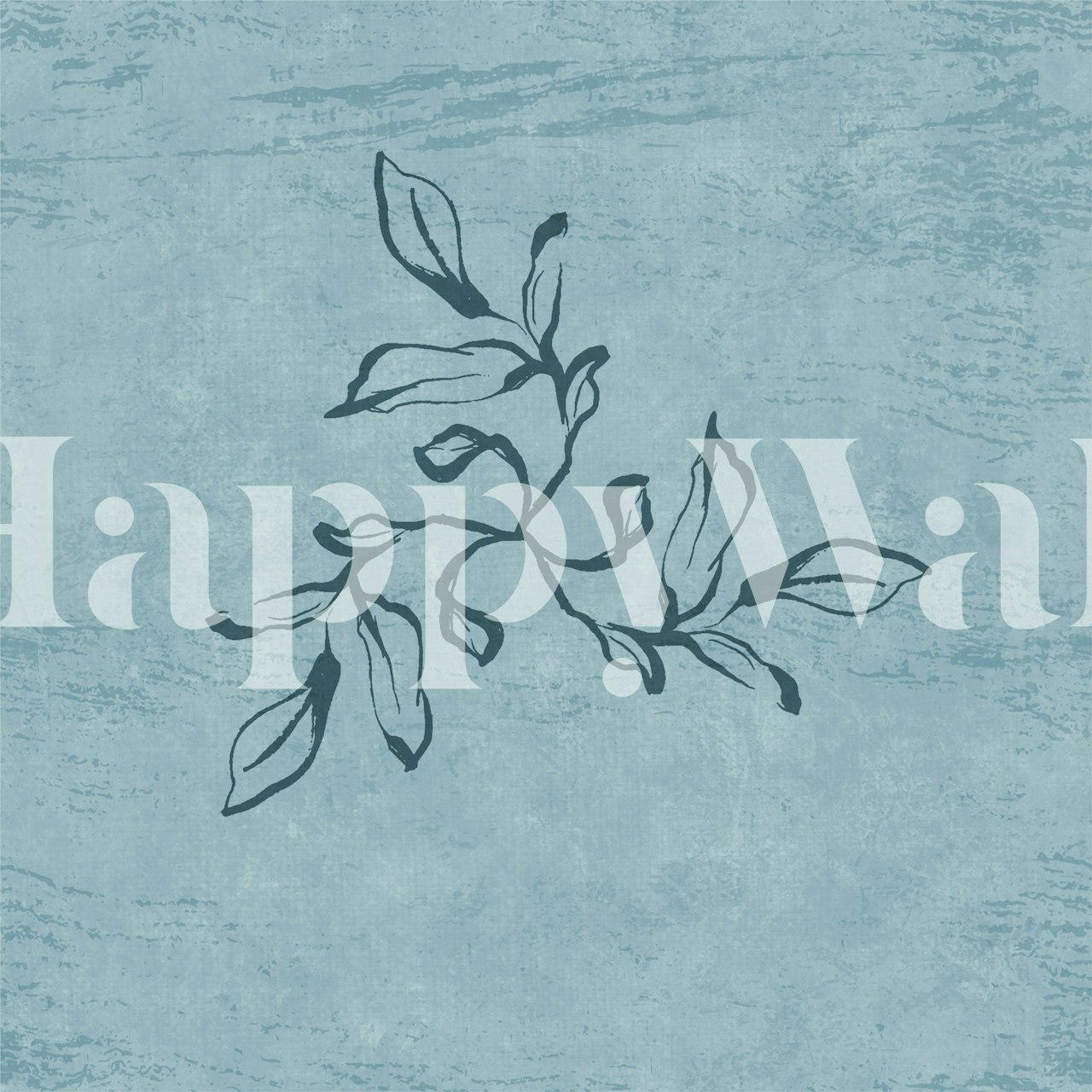 Minimalist inky leaves wallpaper in a room