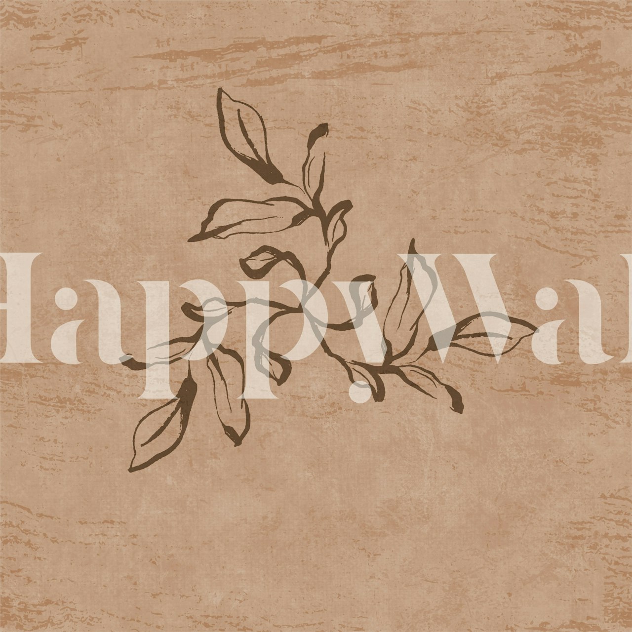 Minimalist inky leaves wallpaper in a room